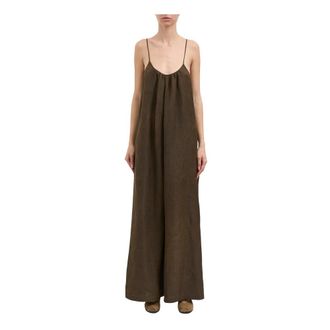 Uma Wang Jumpsuits, female, Brown, Size: XS Salopette Paul in Lino e Viscosa