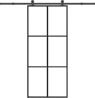 vidaXL Vidaxl - Puerta Corredera Con Set Herrajes Vidrio Esg Aluminio 90x205 Cm