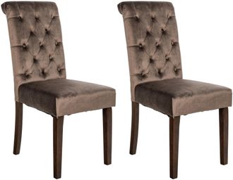 Clp Clp - Set De 2 Sillas De Comedor Lisburn En Tela O Terciopelo Marr&oacute;n Terciopelo