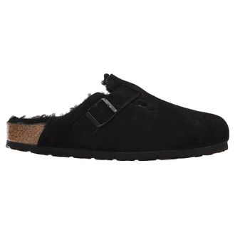 Birkenstock Boston Shearling Suede Unisex Slides Sandals - UK 5.5 - US 8 Women / 6 Men - EU 39 - Black - Size:UK 5.5