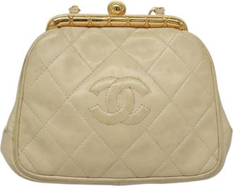 Chanel Vintage Diamond Cc Tassel Waist Bag Quilted Lambskin White Leather Bag (Pre-Owned)