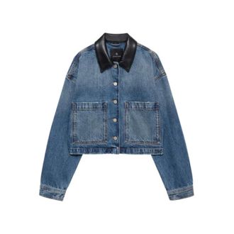 Anine Bing Cropped spijkerjas - Dames - Jassen - Blauw - Maat: S Zijde