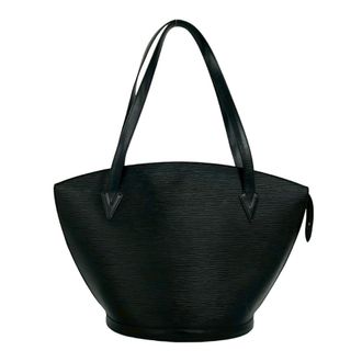 Louis Vuitton Black Leather Shoulder Bag Tote Bag (Pre-Owned)