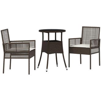 vidaXL Conjunto De Comedor De Jard&iacute;n 3 Pcs Marr&oacute;n Polirat&aacute;n Vidaxl