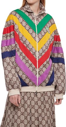 Gucci Multicolour Chevron Supreme Monogram GG Jacket Size S