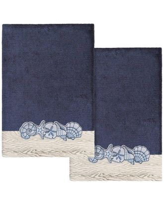 Linum Home Textiles 100% Turkish Cotton Shell Row 2Pc Embellished Bath Towel Set