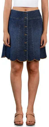 Wash Lab Denim Scalloped Hem Denim Miniskirt in Rustic Denim at Nordstrom, Size 27