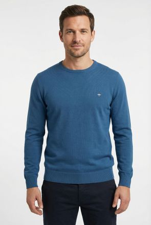 Fynch-Hatton Strickpullover FYNCH-HATTON FYNCH-HATTON Langarmpullover, Herren, Gr. XXL, blau (azure), Strick, Obermaterial: 100% Baumwolle, unifarben, normal h&uuml;ftb