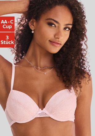 Petite Fleur Push-up-BH PETITE FLEUR, Damen, Gr. 70, Cup AA, ros&eacute;, wei&szlig;, schwarz, Spitze, Obermaterial: 60% Polyamid, 35% Polyester, 5% Elasthan, BHs Push-up-BH, B