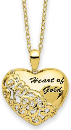 Diamond2Deal Sterling Silver Gold-tone Cubic Zirconia Heart of Gold Necklace