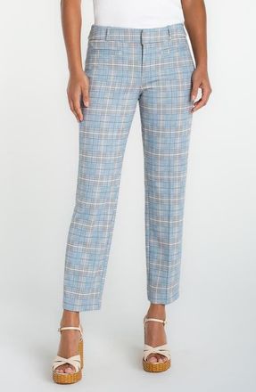 Liverpool L.A. Holly Plaid Welt Pocket Ankle Straight Leg Pants in Shadow Blue Multi at Nordstrom, Size 12