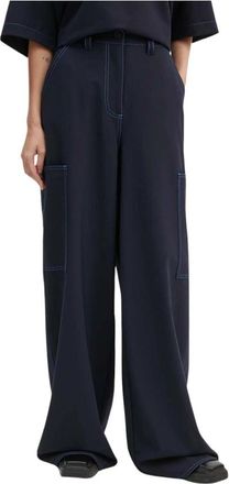 Sunnei Wide Broeken - Dames - Wijde Broeken - Blauw - S - Wol - Broeken