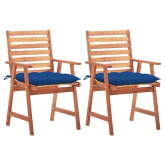 vidaXL Sillas Comedor De Jard&iacute;n 2 Uds Madera Maciza Acacia Y Cojines Vidaxl