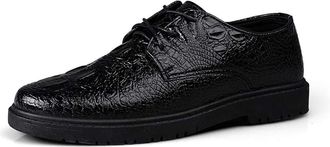 Generic Formal Dress Shoes for Men Lace Up Crocodile Print Derby Shoes Faux Leather Non Slip Rubber Sole Anti-Slip Slip Resistant Classic(6.5 UK) Black
