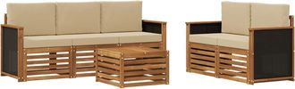 vidaXL Conjunto De Sof&aacute;s De Exterior 6 Uds. Natural Y Beige Vidaxl