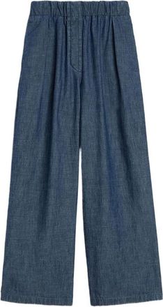 Jil Sander Katoenen broek met wijde pijpen - Dames - Wijde Broeken - Blauw - S - Katoen - Broeken