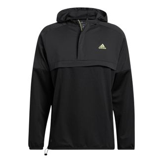 adidas Mens adidas Sport Anorak Logo Printing Zipper Pullover Hooded Jacket Black HA9141