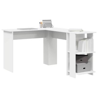 Berkfield Home White Corner Desk with Storage White 140x113, 5x75cm | Size: 5x75 cm