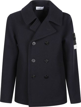 Stone Island Double-Breasted Virgin Wool-Cashmere Peacoat