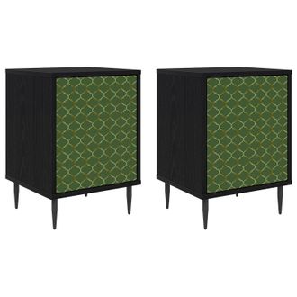 vidaXL Mesa De Noche Geleen 2 Uds. Roble Negro 36 X 33 X 51 Cm Vidaxl