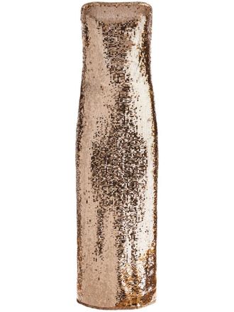 Alice & Olivia Jurk verfraaid met pailletten - Goud
