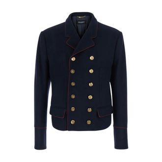 Dolce & Gabbana Jassen, Heren, Blauw, M, Wol, Napoleon Jacket