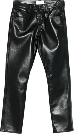 A Gold E Broek van gerecycled kalfsleer - Zwart