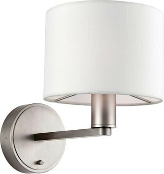Endon Lighting 1 Light Indoor Wall Light Matt Nickel Plate, Vintage White Faux Silk, E14 - Endon