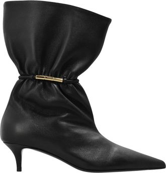 Balmain Lederen Enkellaarsjes met Hak - Dames - Laarzen met Hak - Zwart - 38 1/2 EU - Leer - Schoenen