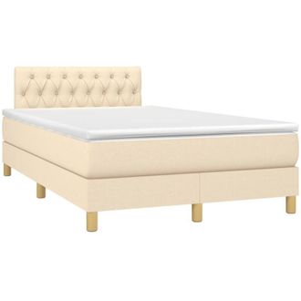 vidaXL Cama Box Spring Con Colch&oacute;n Y Luces Led Tela Crema 120x190 Cm Vidaxl
