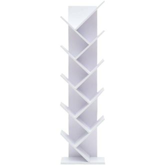 Mobili Rebecca Libreria Estanteria 10 Estante Madera Blanco Moderno 160x44,5x22