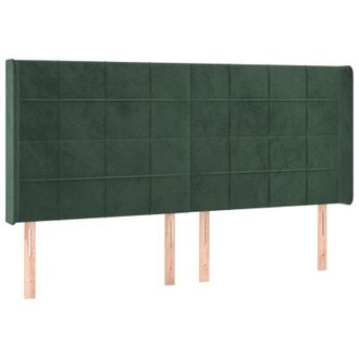 vidaXL Cabecero Con Orejas De Terciopelo Verde Oscuro 183x16x118/128cm Vidaxl