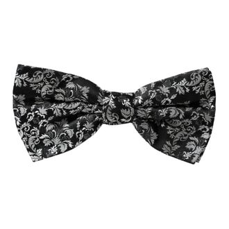 Dolce & Gabbana Accessoires, Heren, Grijs, ONE Size, Floral Silk Adjustable Neck Bow Tie