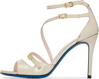 Loriblu Sandalo in pelle specchio platino - Dames - Sandalen met hakken - Geel - 40 EU - Leer - Schoenen