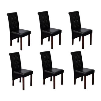 vidaXL Vidaxl - Sillas De Comedor 6 Unidades Cuero Sint&eacute;tico Negro
