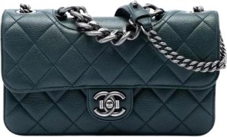 Chanel Pre-owned Quilted Satchel - Dames - Pre-owned - Groen - Maat: ONE Size Leer