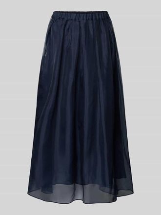 Max Mara Ausgestellt Maxi-Rock aus reiner Seide Modell VISINO in Marine, Gr&ouml;&szlig;e 34