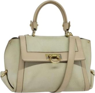 Ferragamo Tweedehands leren handtassen - Dames - Vintage Handtas - Beige - ONE Size - Leer - Vintage