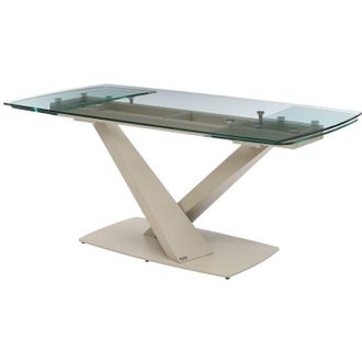 Vente-Unique Vente-unique - Tavolo da pranzo allungabile 6-10px Vetro temperato e Metallo Trasparente e Beige - malena della Maison C&eacute;phy