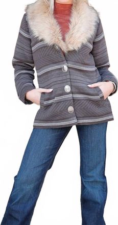 Cinch Ladies Jacket Western Stripe Button Below The Waist In Grey