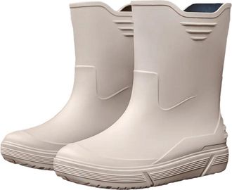 Generic Mens Anti-Slip High-Tube Rain Boots Mid-Tube Warm Drawstring Rain Boots Waterproof Kitchen Rubber