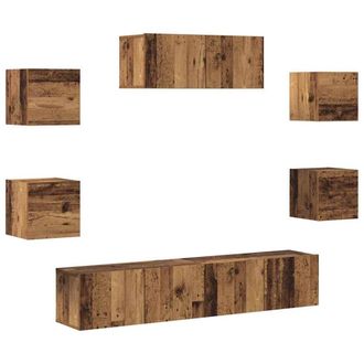 Berkfield Home 5 Piece TV Cabinet Set Wall-mounted Old Wood in Brown