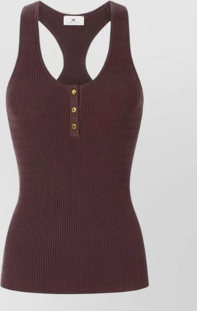 Elisabetta Franchi ribbed sleeveless racerback top button detail