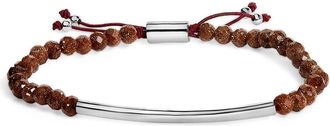 House of Brilliance Sterling Silver Sand Bead Station Bracelet Bolo