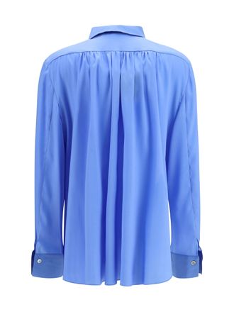 Ella Silk with Back Gathering Shirt - Blue