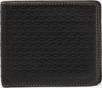 Carolina Herrera Brown Monogram Leather Bifold Wallet