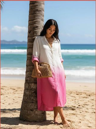 Nooki Design Womens Kendall Dip Dye Shirt Dress - Pink - Size: 10/8