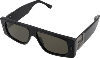 MAISON FENDI FE40214U Black Rectangular Sunglasses - Black