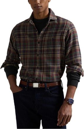 Polo Ralph Lauren Brushed Flannel Button-Up Shirt in Multi Red at Nordstrom, Size Xx-Large