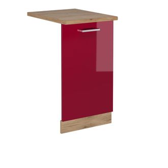 Vicco Tapa Del Lavavajillas R-line, Rojo Burdeos Alto Brillo, 45 Cm, Et Roble